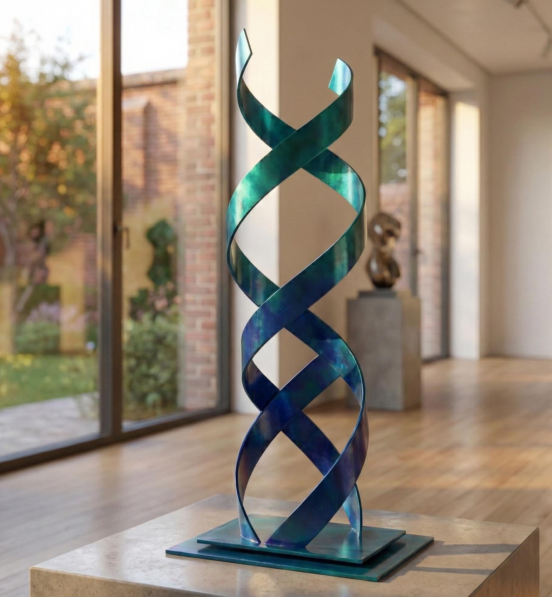 Abstract Metal Sculpture: Handcrafted Luxury Ribbon Twist Modern Home Decor