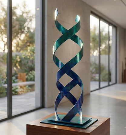 Abstract Metal Sculpture: Handcrafted Luxury Ribbon Twist Modern Home Decor