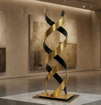Abstract Metal Sculpture: Handcrafted Luxury Ribbon Twist Modern Home Decor
