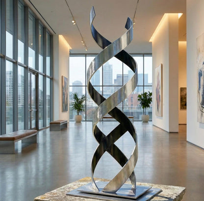 Abstract Metal Sculpture: Handcrafted Luxury Ribbon Twist Modern Home Decor