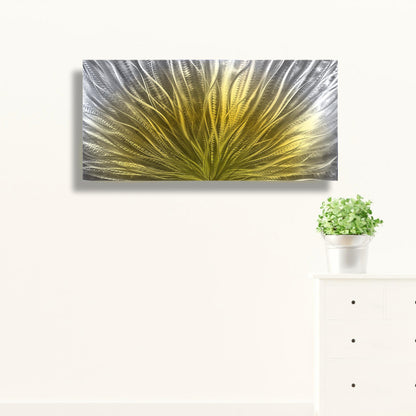 Abstract Metal Wall Art: Gold Silver Wall Sculpture, Modern Home Decor
