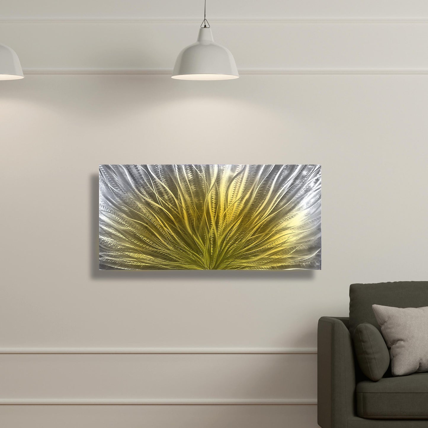 Abstract Metal Wall Art: Gold Silver Wall Sculpture, Modern Home Decor
