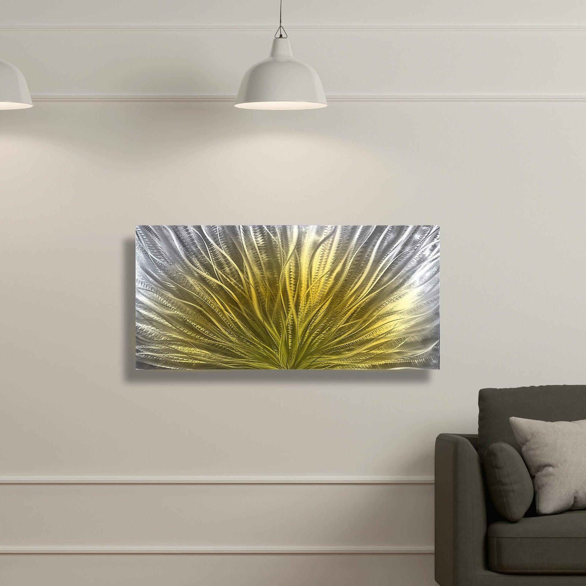 Abstract Metal Wall Art: Gold Silver Wall Sculpture, Modern Home Decor