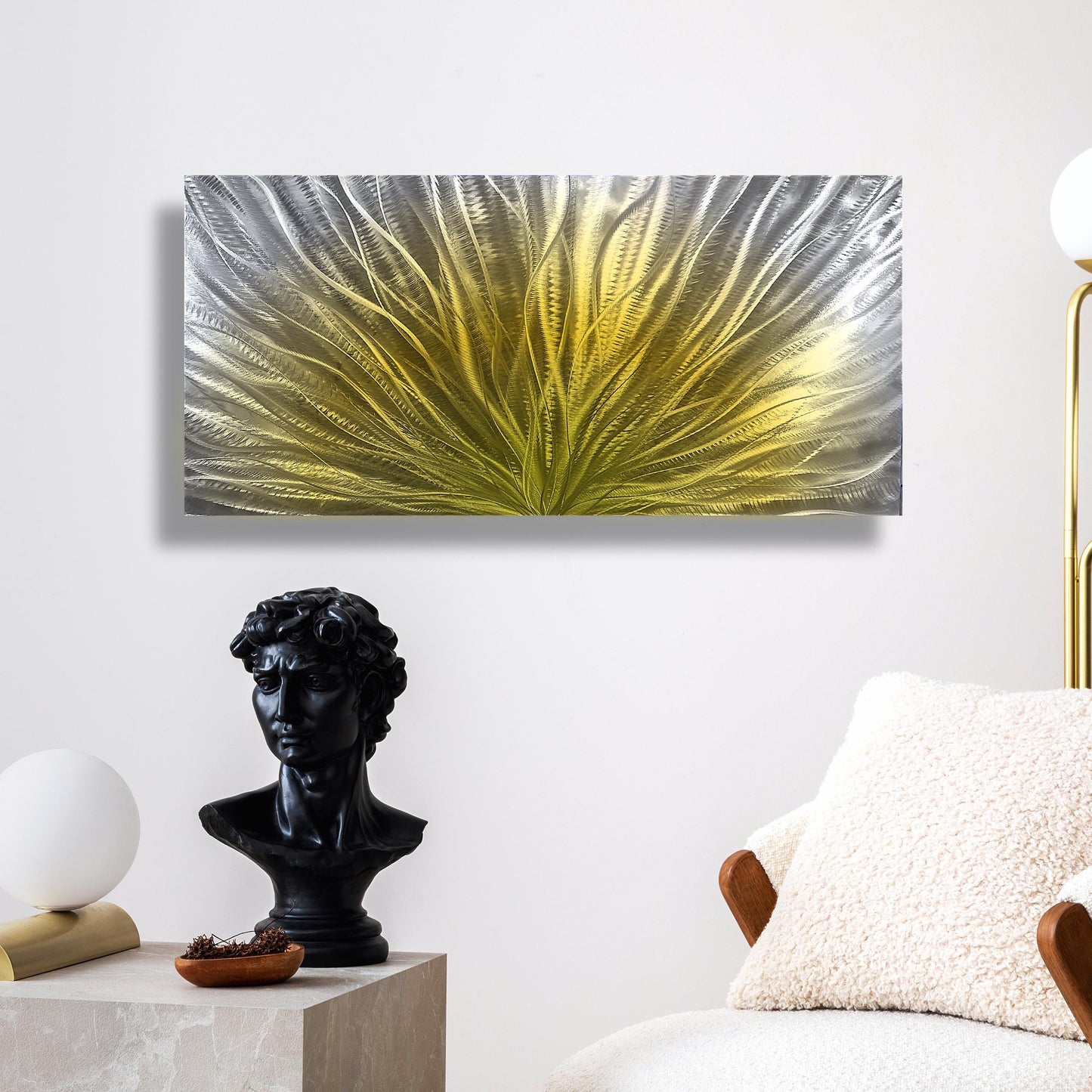 Abstract Metal Wall Art: Gold Silver Wall Sculpture, Modern Home Decor