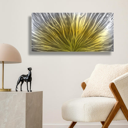 Abstract Metal Wall Art: Gold Silver Wall Sculpture, Modern Home Decor