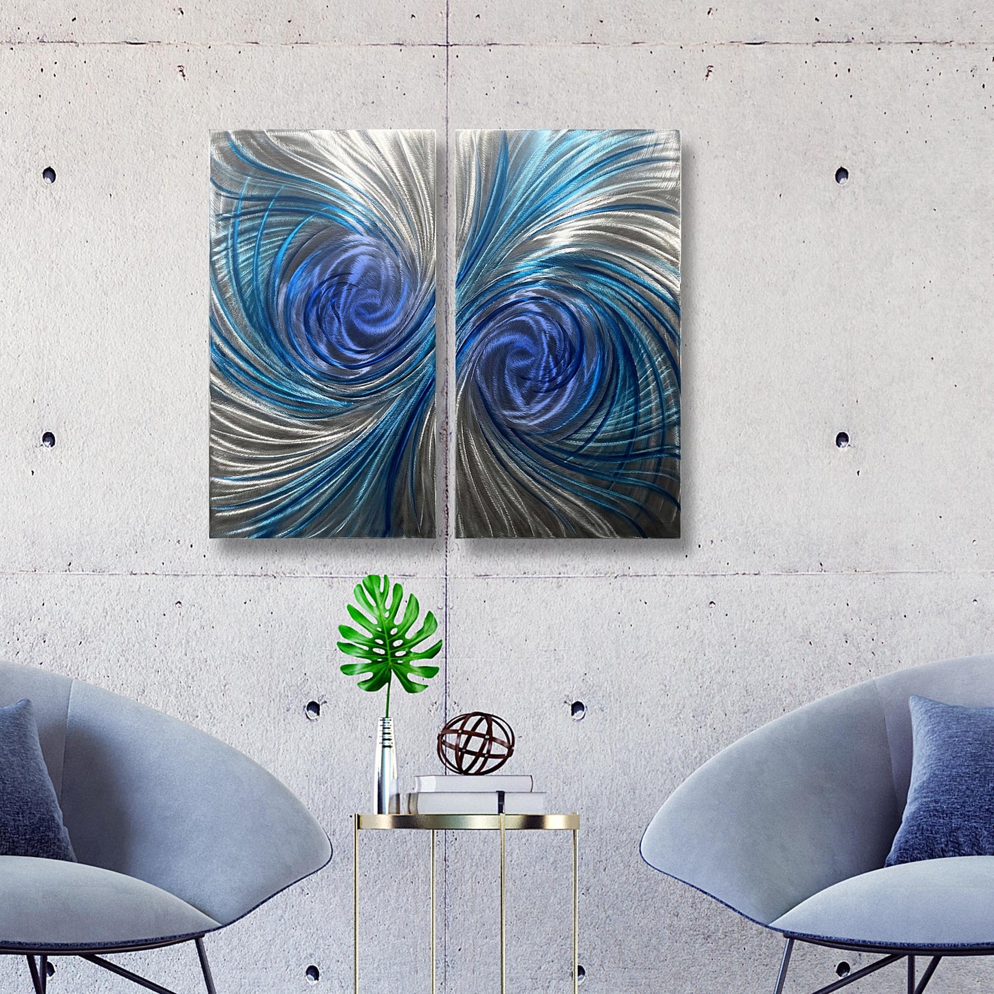 Abstract Metal Wall Art: Handcrafted Modern Wall Sculpture (Set of 2)