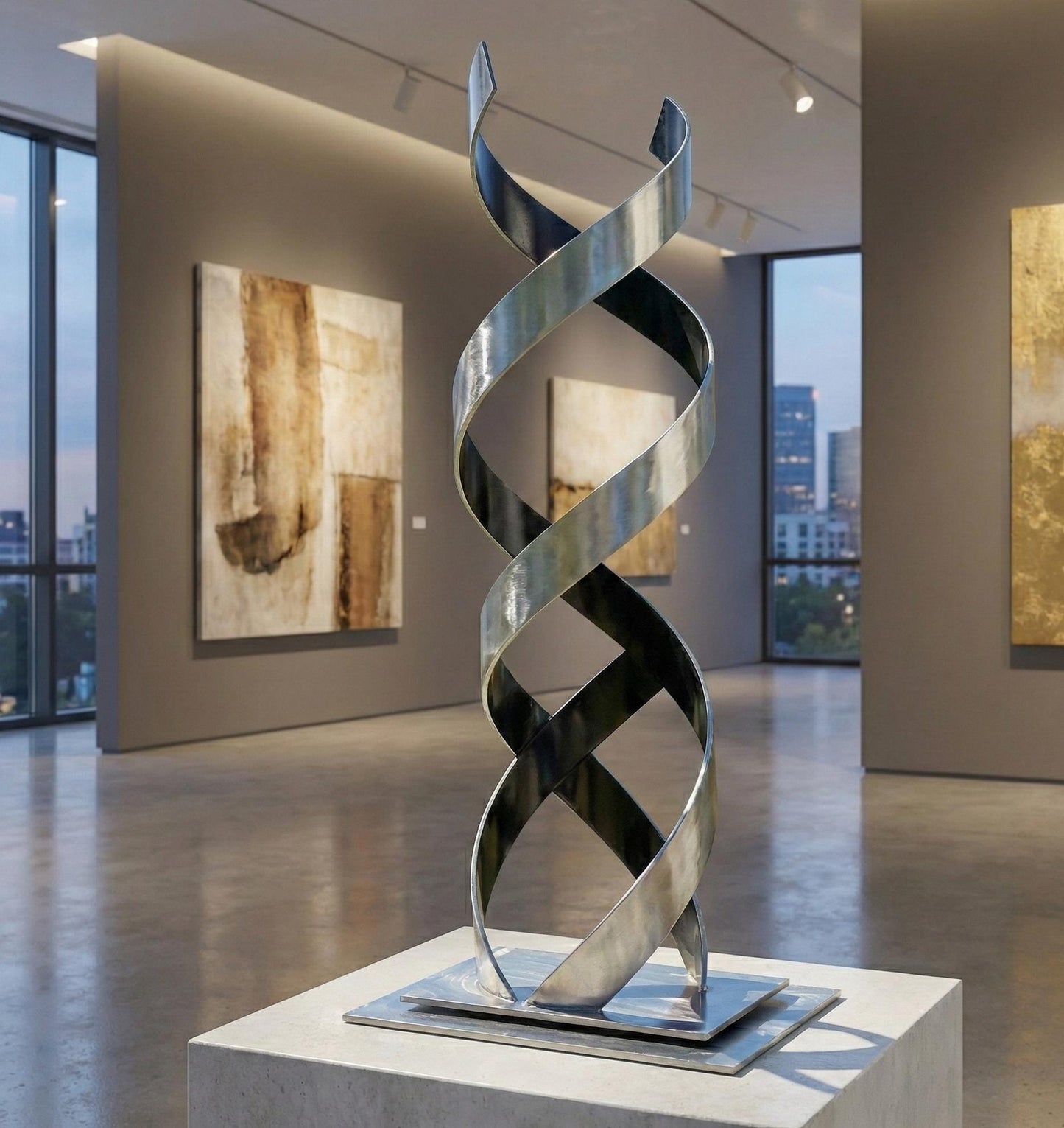 Abstract Sculpture: Luxury Metal Art Modern Decor DNA Twist