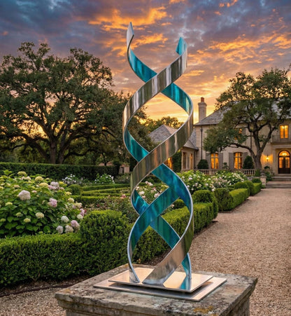 Abstract Sculpture: Luxury Metal Art Modern Decor DNA Twist