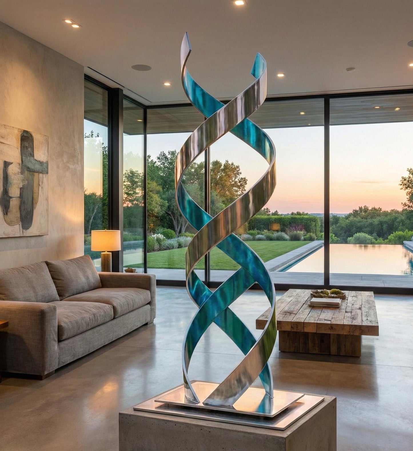 Abstract Sculpture: Luxury Metal Art Modern Decor DNA Twist