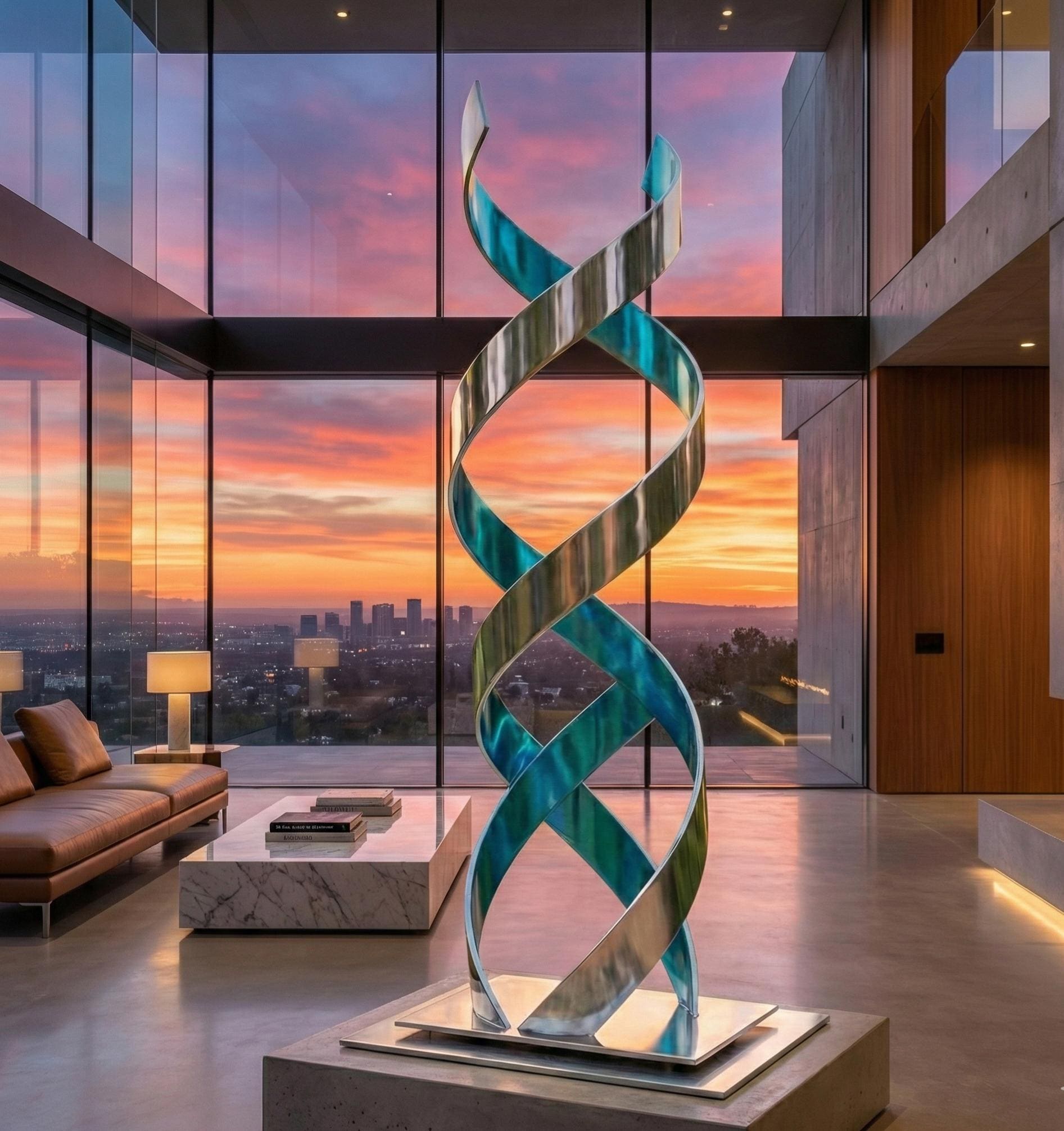 Abstract Sculpture: Luxury Metal Art Modern Decor DNA Twist