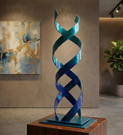 Abstract Sculpture: Luxury Metal Art Modern Decor DNA Twist