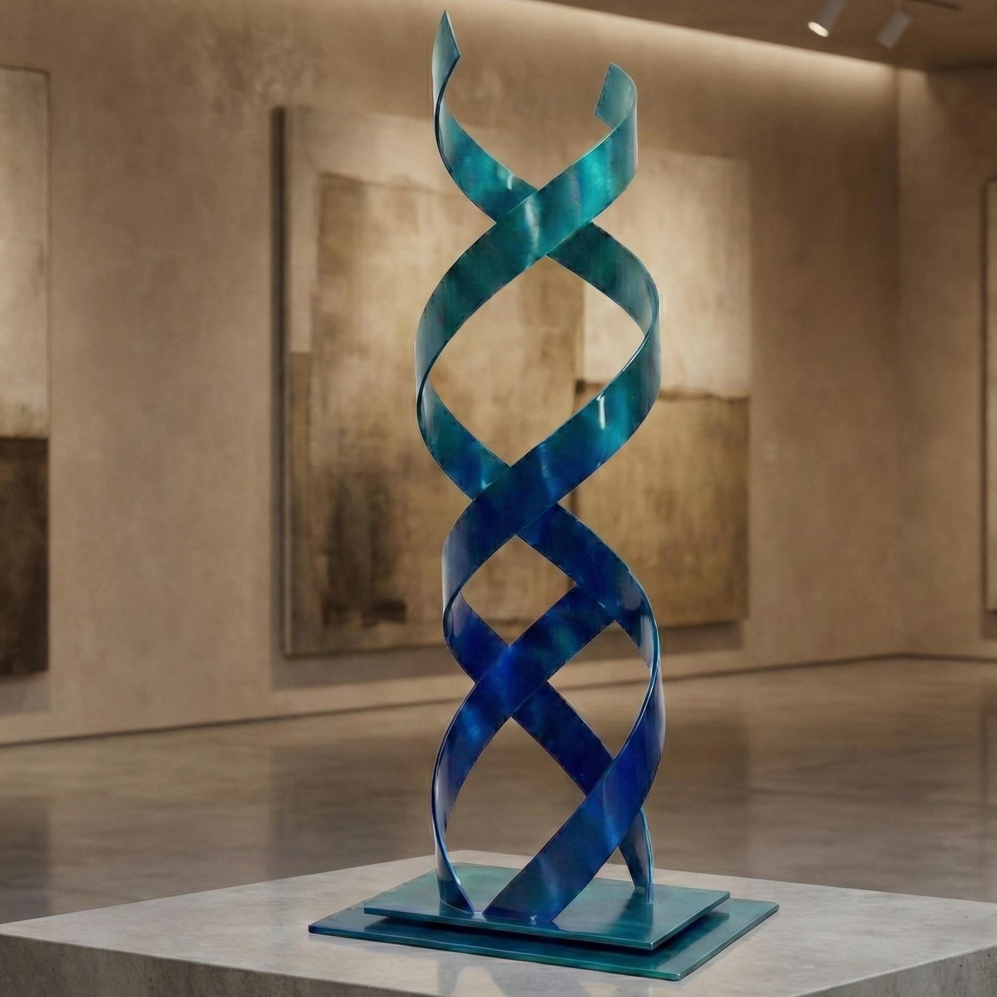 Abstract Sculpture: Luxury Metal Art Modern Decor DNA Twist