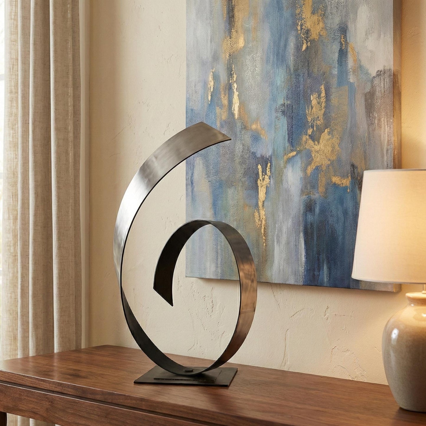 Abstract Sculpture: Metal Contemporary Art Handcrafted Luxury Modern Decor