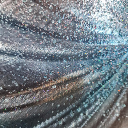 Blue Crushed Glass Metal Wall Art Set: Abstract Modern Sculpture