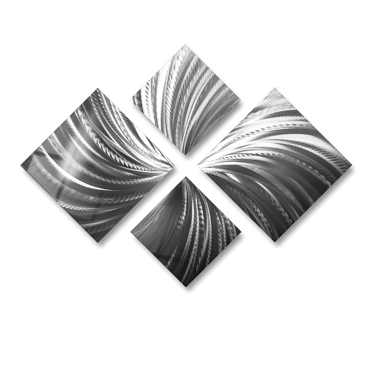 Handmade Silver Metal Wall Art Sculpture Set: Modern Abstract Decor