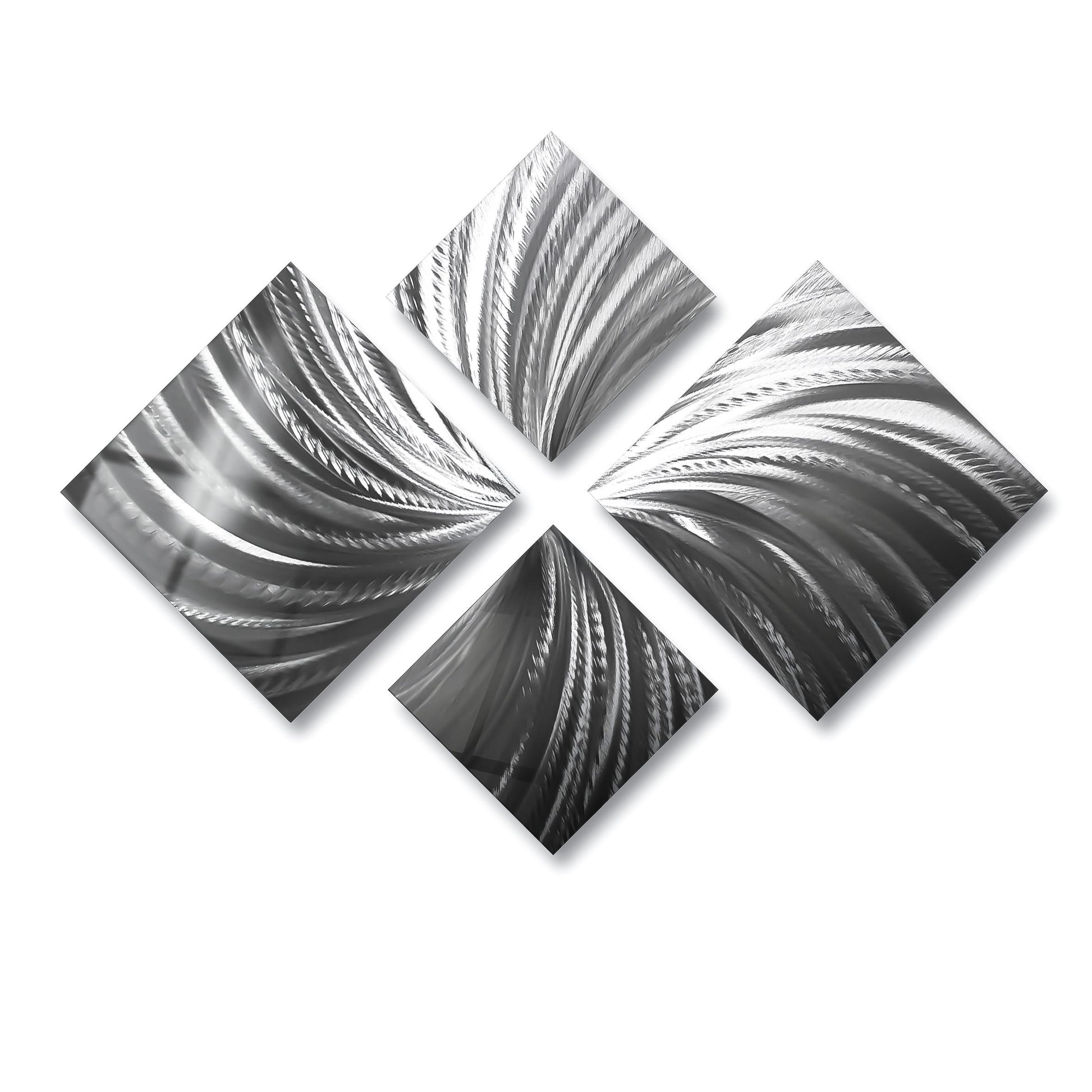 Handmade Silver Metal Wall Art Sculpture Set: Modern Abstract Decor