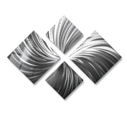 Handmade Silver Metal Wall Art Sculpture Set: Modern Abstract Decor