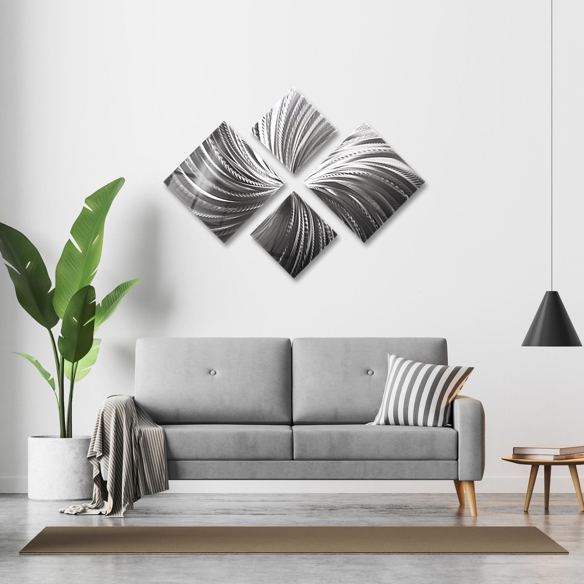 Handmade Silver Metal Wall Art Sculpture Set: Modern Abstract Decor