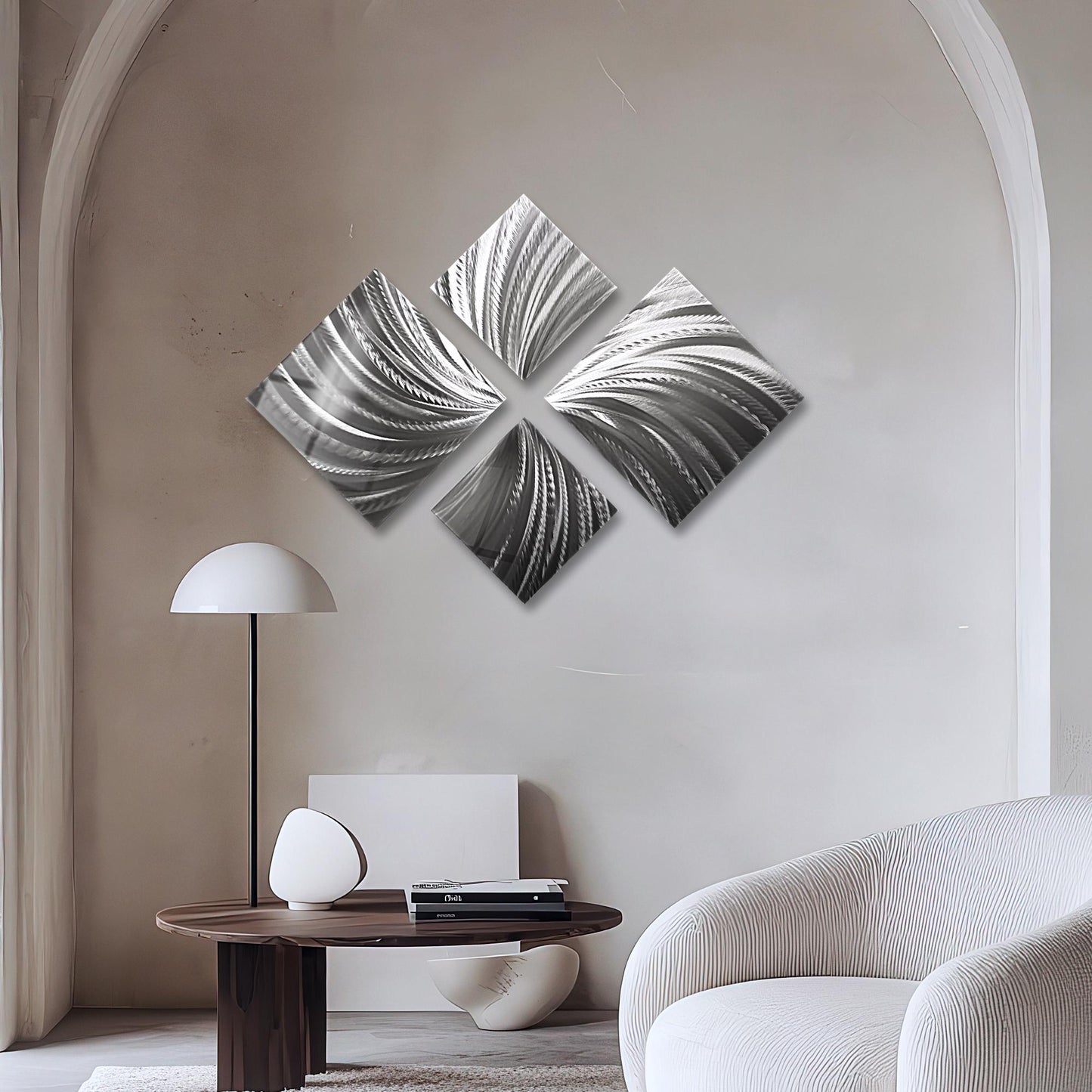 Handmade Silver Metal Wall Art Sculpture Set: Modern Abstract Decor