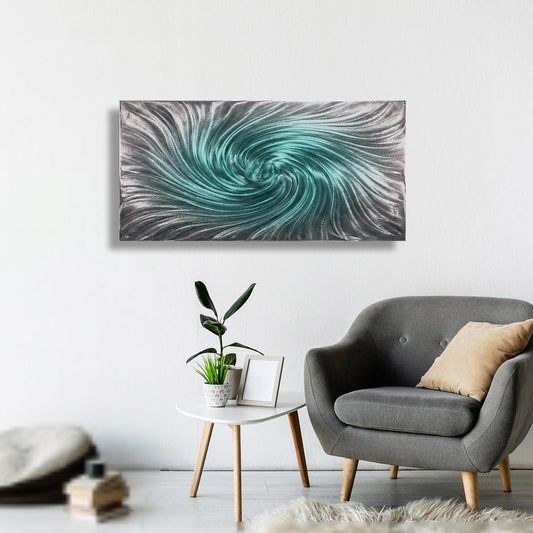 Luxury Metal Wall Art: Abstract Painting, Modern Wall Sculpture, Navy Decor