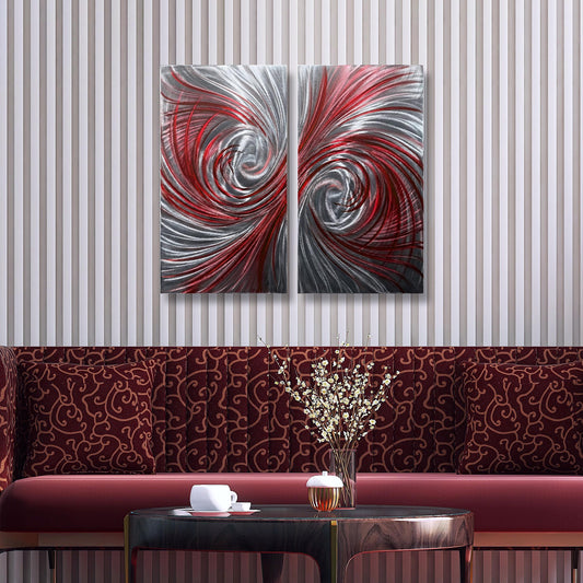 Luxury Metal Wall Art: Handcrafted Modern Wall Sculpture (Set of 2)