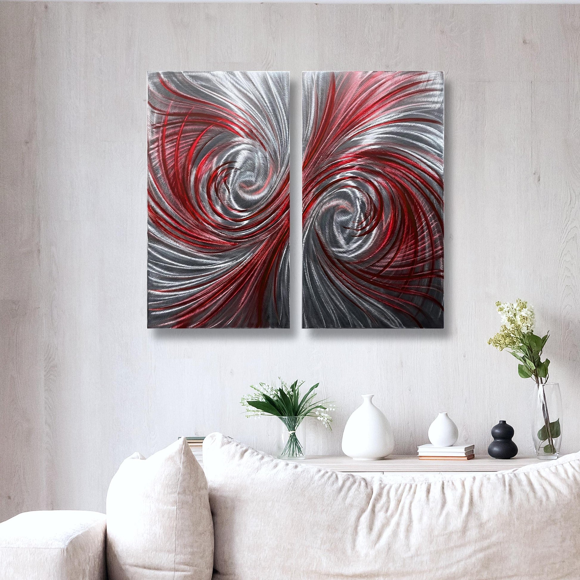 Luxury Metal Wall Art: Handcrafted Modern Wall Sculpture (Set of 2)