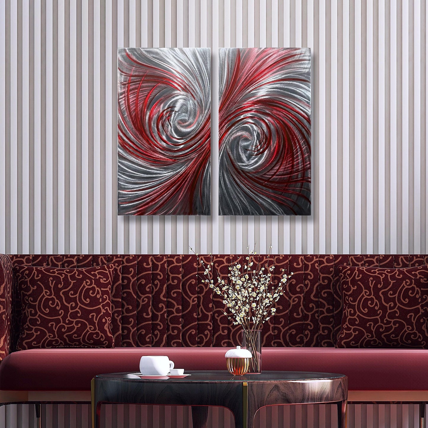 Luxury Metal Wall Art: Handcrafted Modern Wall Sculpture (Set of 2)