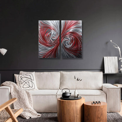 Luxury Metal Wall Art: Handcrafted Modern Wall Sculpture (Set of 2)