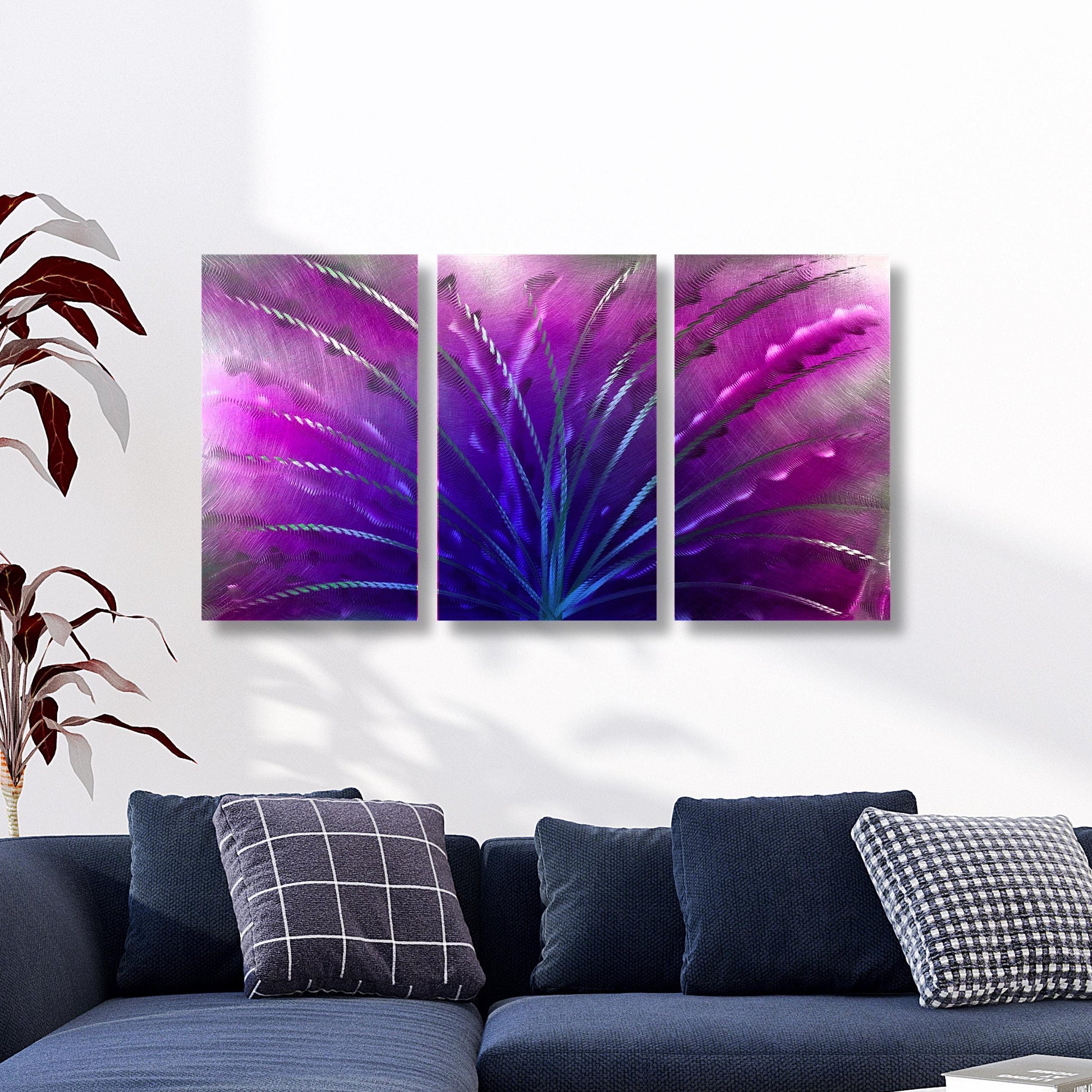 Metal Abstract Wall Art: 3-Panel Modern Sculpture