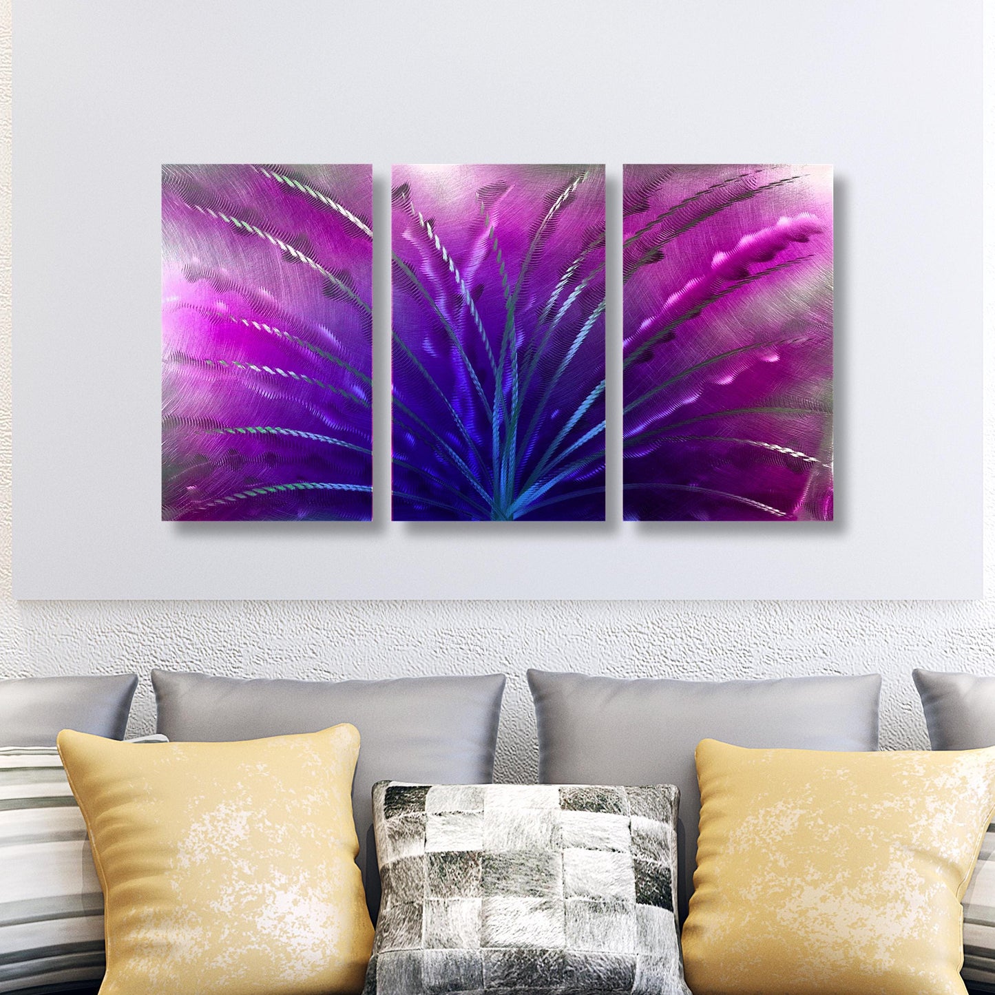 Metal Abstract Wall Art: 3-Panel Modern Sculpture