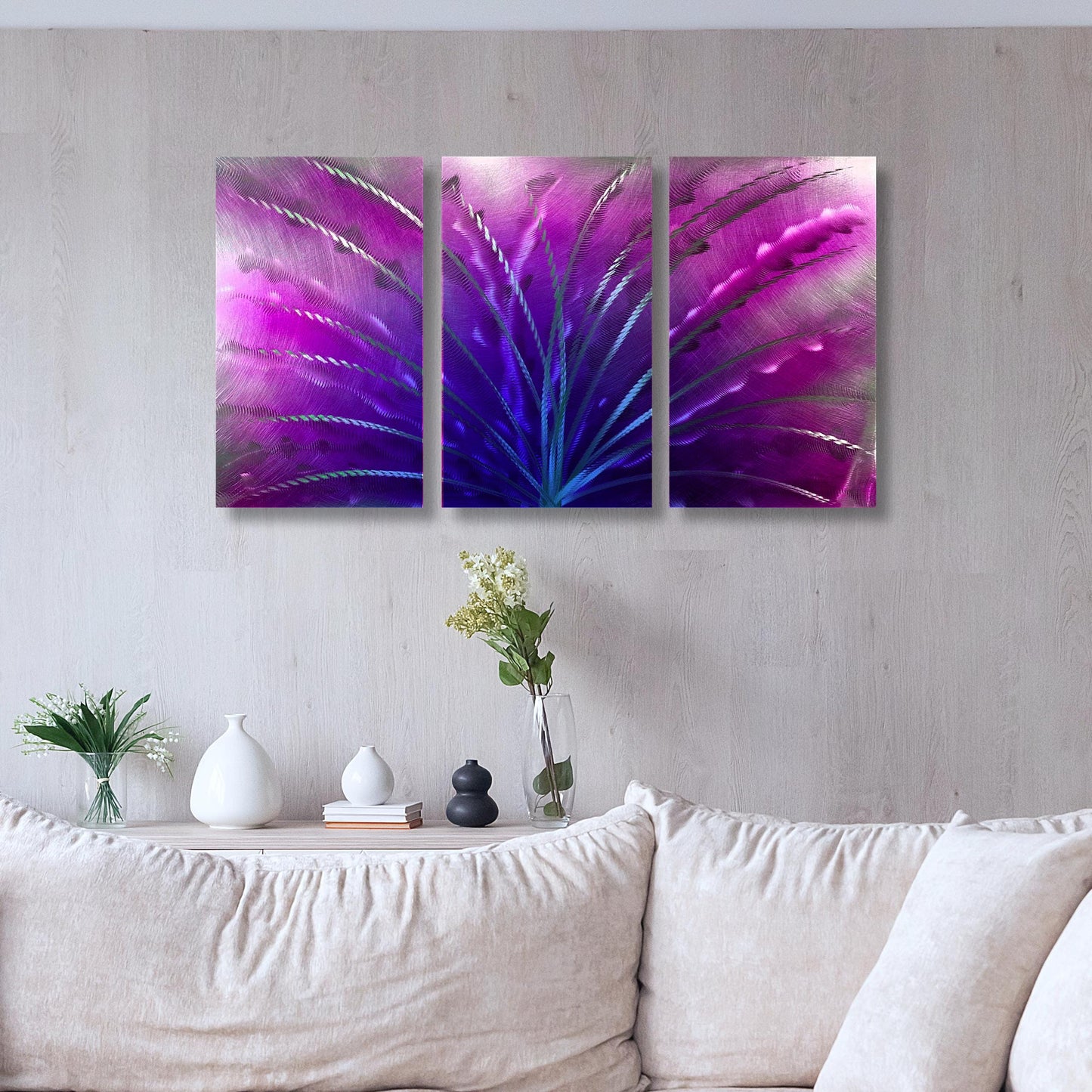 Metal Abstract Wall Art: 3-Panel Modern Sculpture