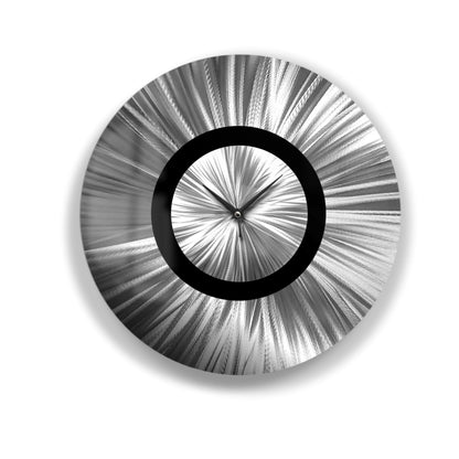 Metal Wall Clock: Abstract Modern Silver Wall Sculpture, 24"