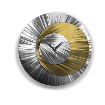 Metal Wall Clock: Spiral Abstract Modern Silver Wall Sculpture, 24"