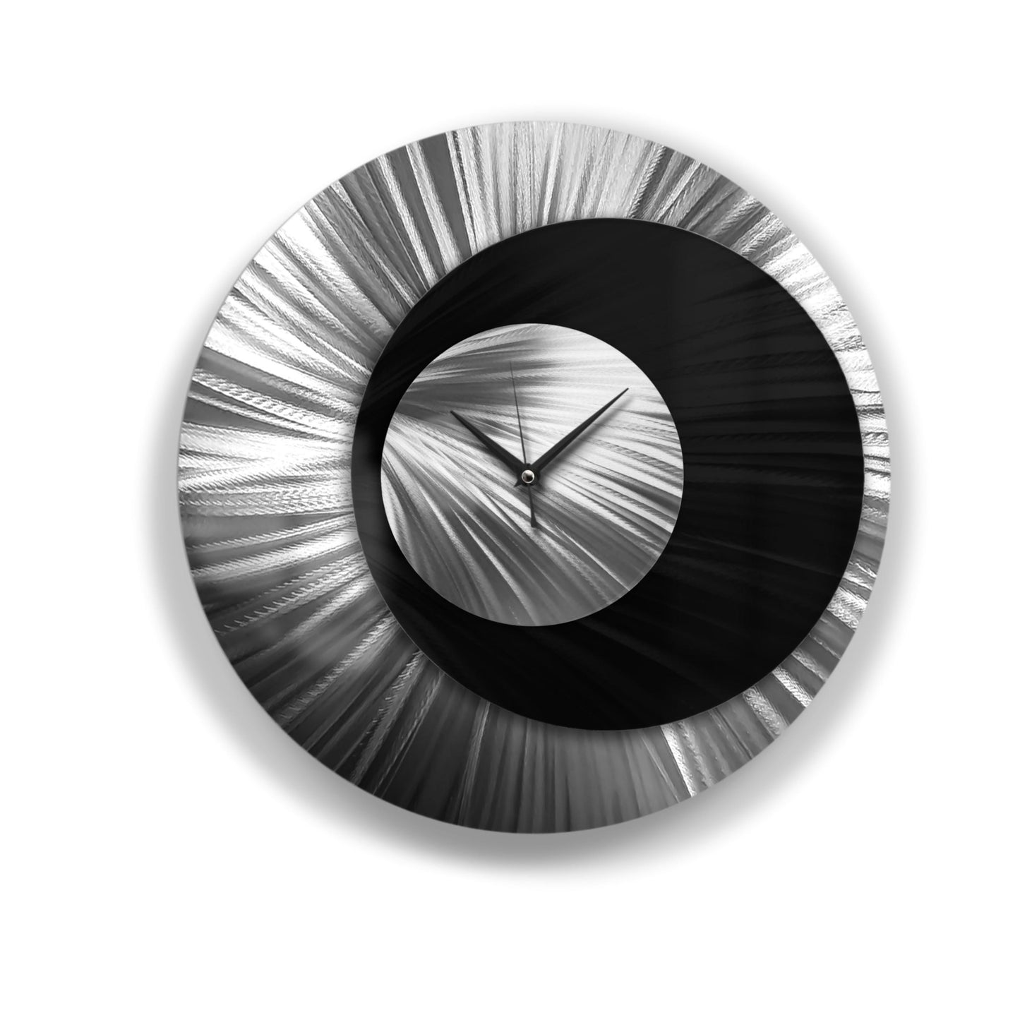 Metal Wall Clock: Spiral Abstract Modern Silver Wall Sculpture, 24"