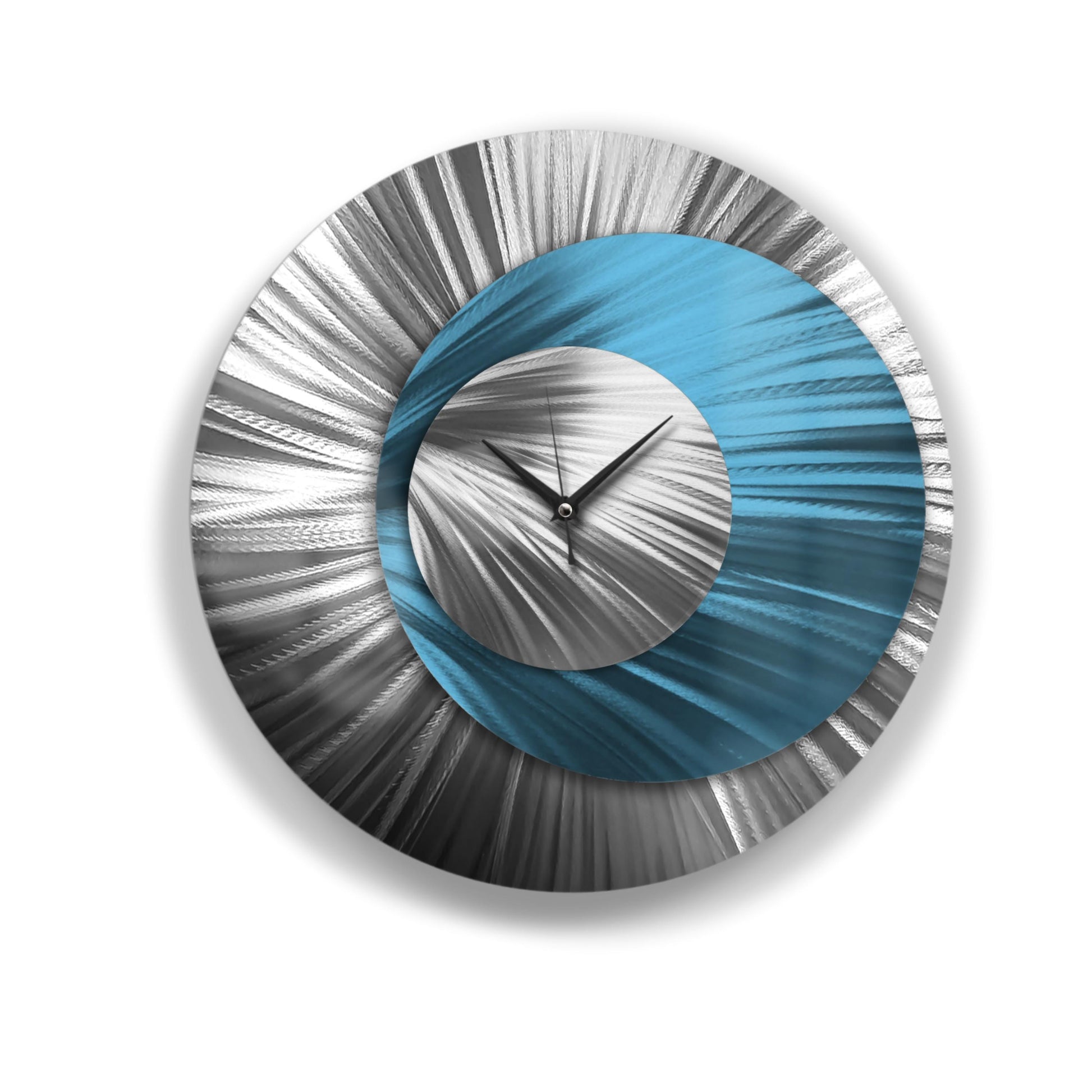 Metal Wall Clock: Spiral Abstract Modern Silver Wall Sculpture, 24"