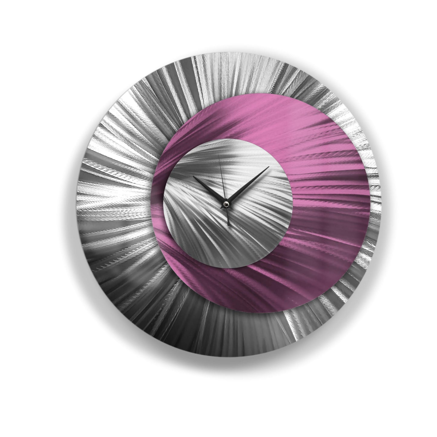 Metal Wall Clock: Spiral Abstract Modern Silver Wall Sculpture, 24"