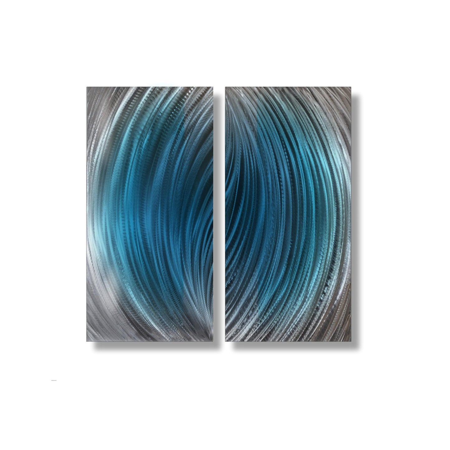 Modern Blue Metal Wall Art: Handcrafted Abstract Wall Sculpture (Set of 2)