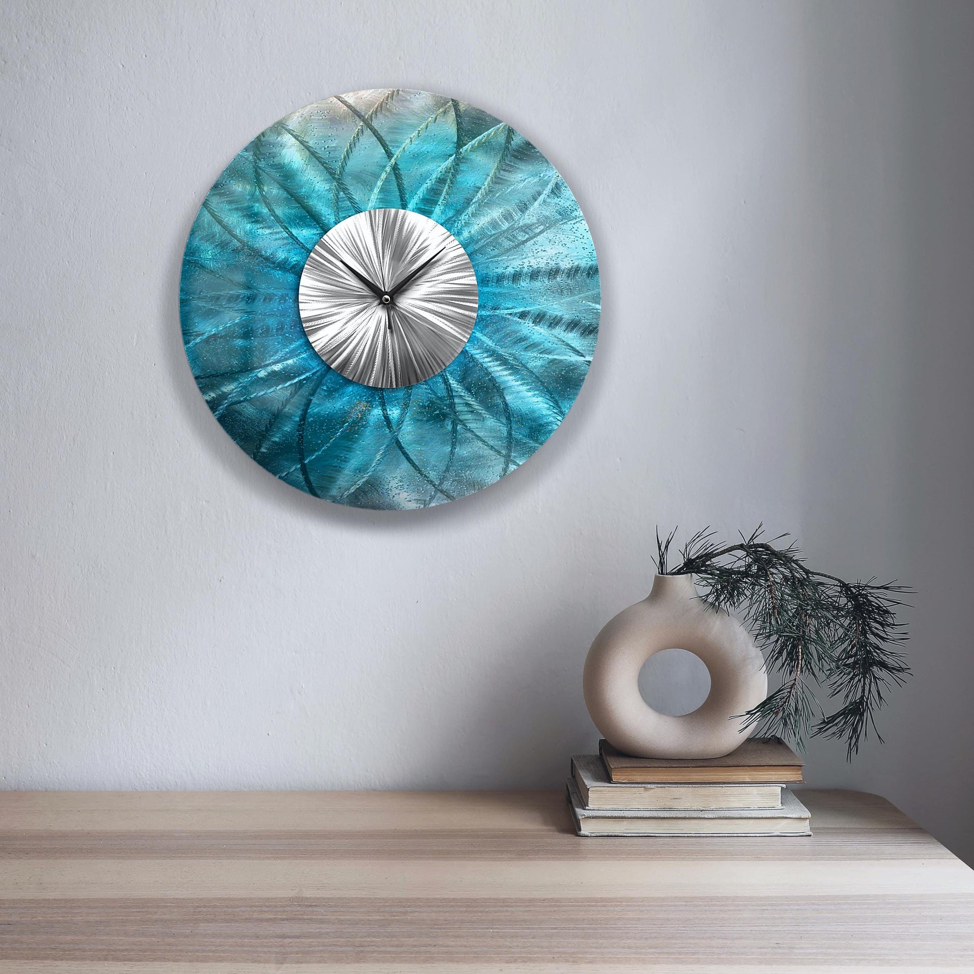 Modern Wall Clock: Unique Abstract Metal Wall Sculpture, 24"