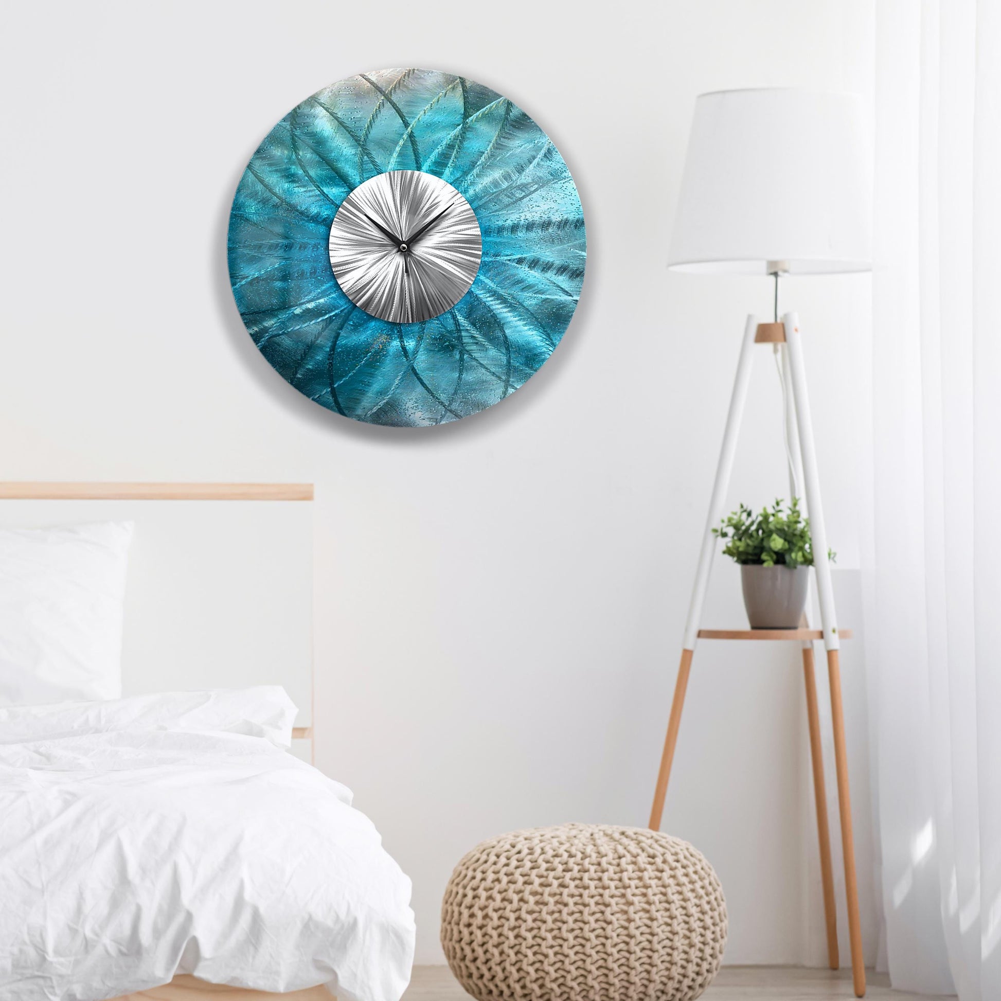 Modern Wall Clock: Unique Abstract Metal Wall Sculpture, 24"