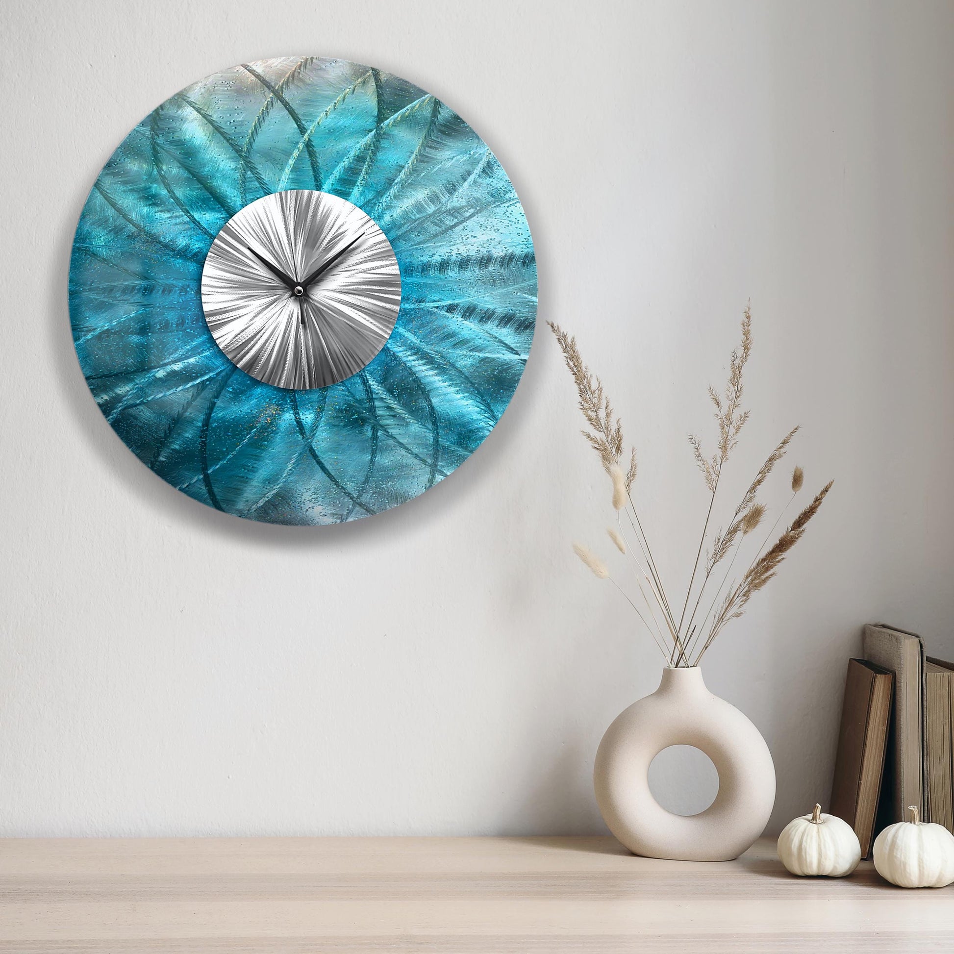 Modern Wall Clock: Unique Abstract Metal Wall Sculpture, 24"