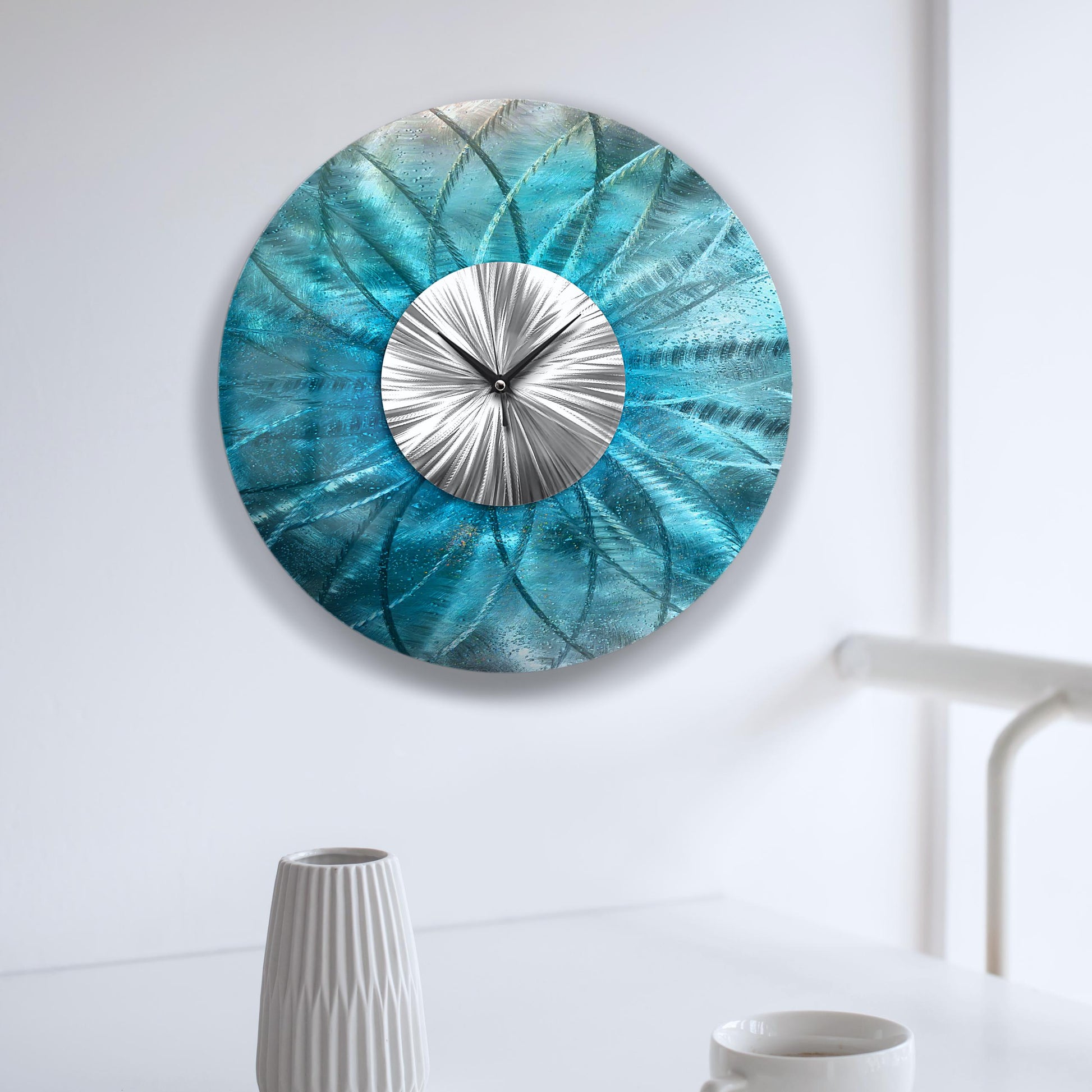Modern Wall Clock: Unique Abstract Metal Wall Sculpture, 24"