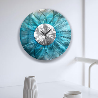 Modern Wall Clock: Unique Abstract Metal Wall Sculpture, 24"