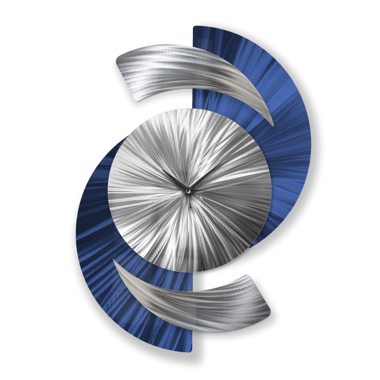 Navy Blue Metal Wall Clock – Modern Silver Wall Art for Home & Office 18x24"