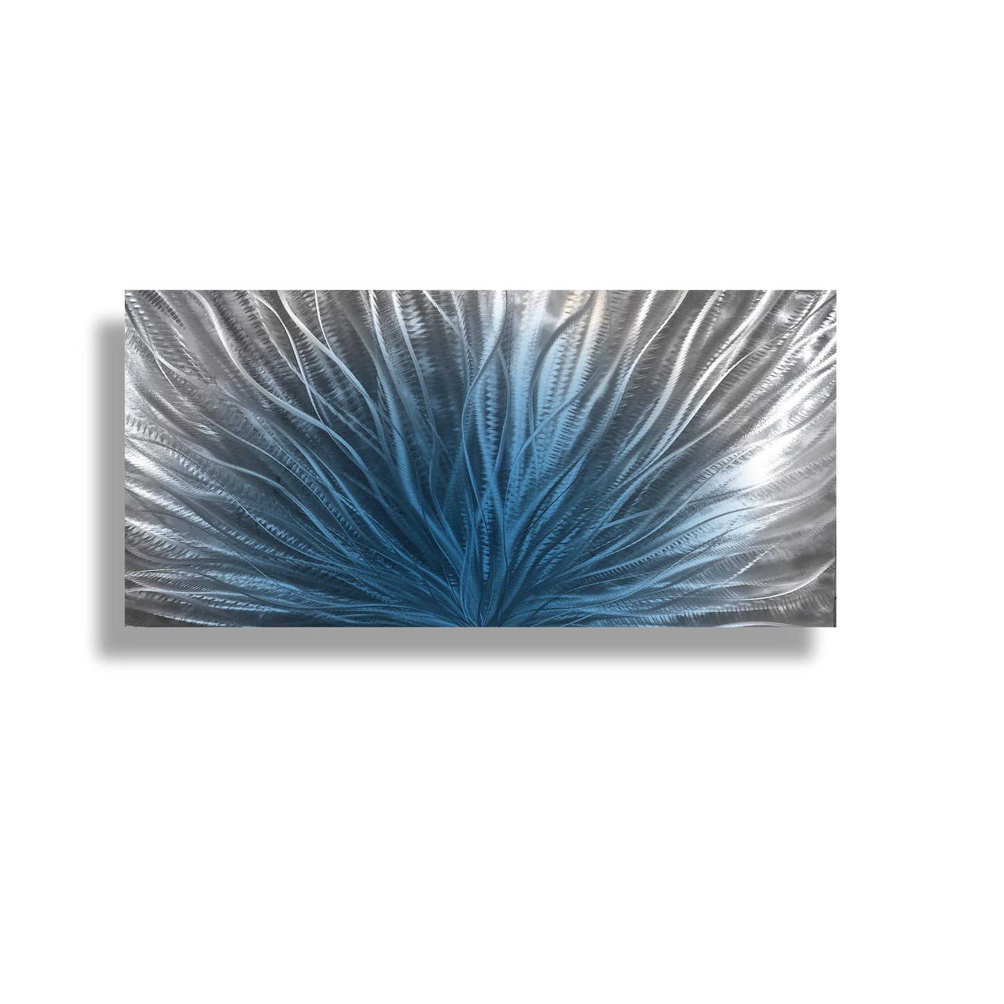 Navy Blue Silver Metal Wall Art: Abstract Wall Sculpture, Blue Modern Home Decor