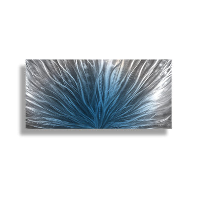 Navy Blue Silver Metal Wall Art: Abstract Wall Sculpture, Blue Modern Home Decor