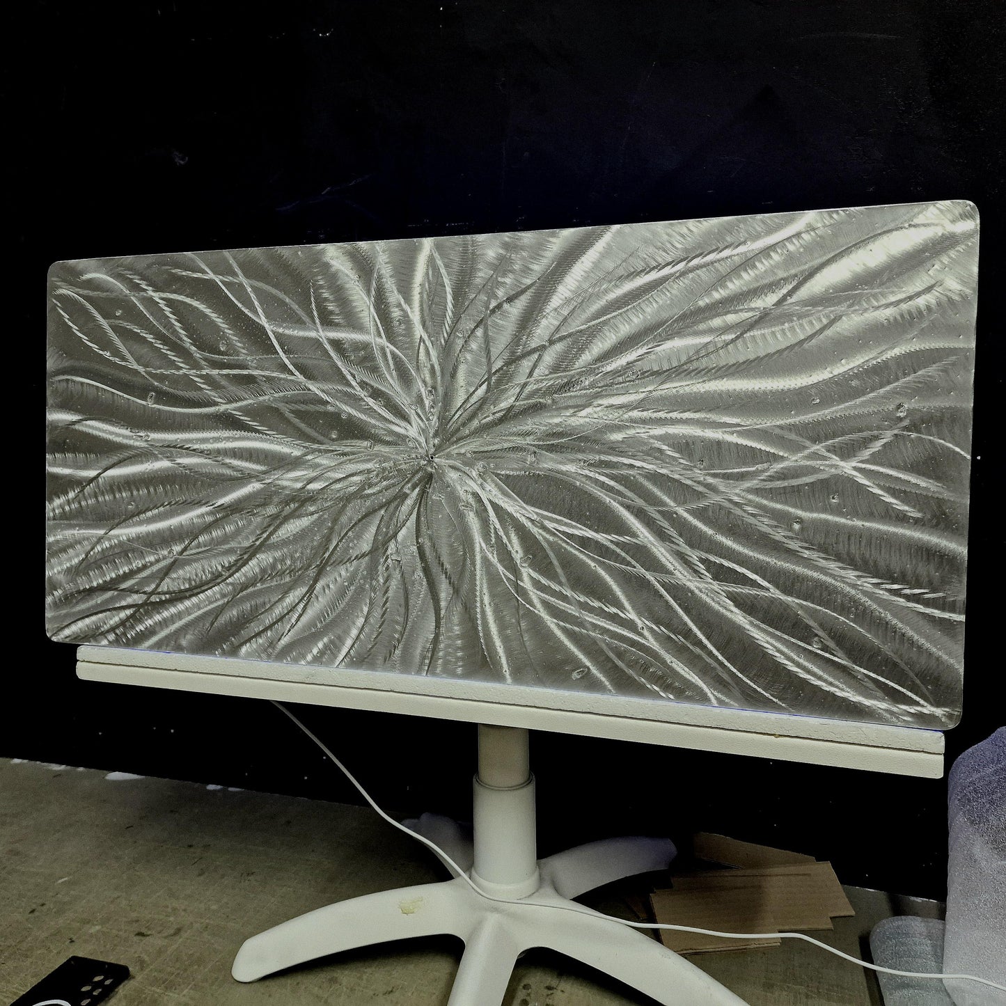 RGB LED Metal Wall Sculpture: Infused Crushed Glass Modern Art, 32x16"