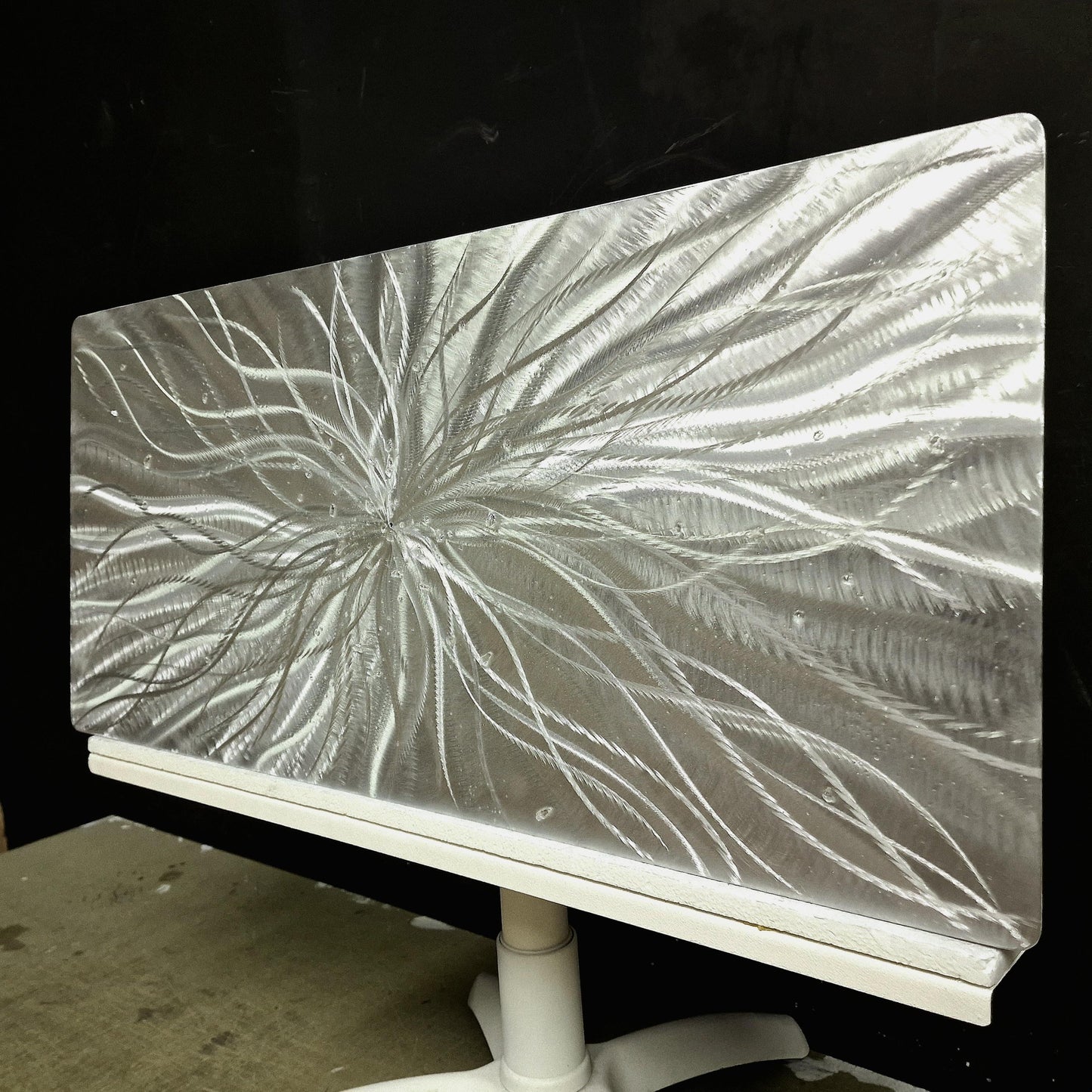 RGB LED Metal Wall Sculpture: Infused Crushed Glass Modern Art, 32x16"