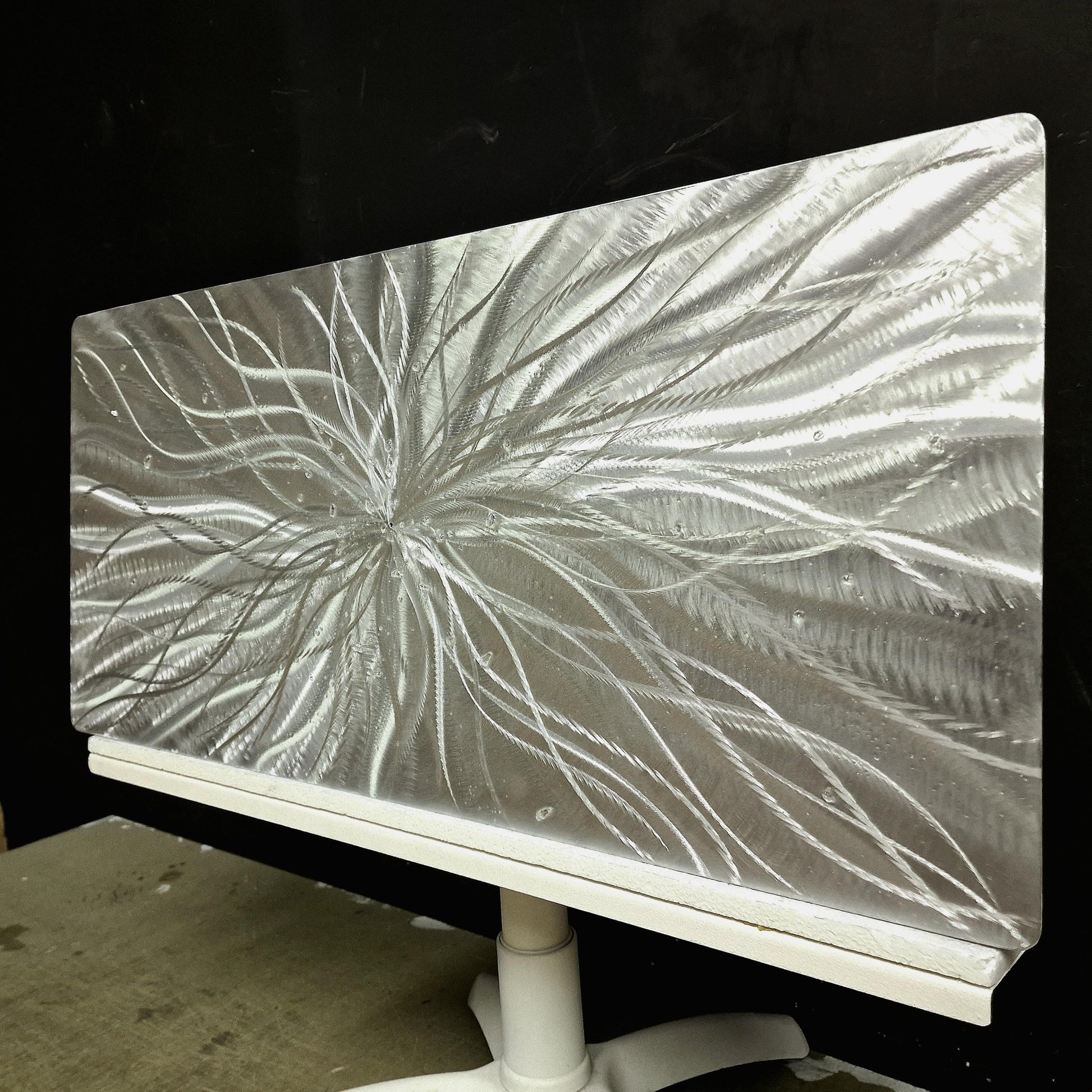 RGB LED Metal Wall Sculpture: Infused Crushed Glass Modern Art, 32x16"