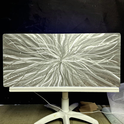 RGB LED Metal Wall Sculpture: Infused Crushed Glass Modern Art, 32x16"