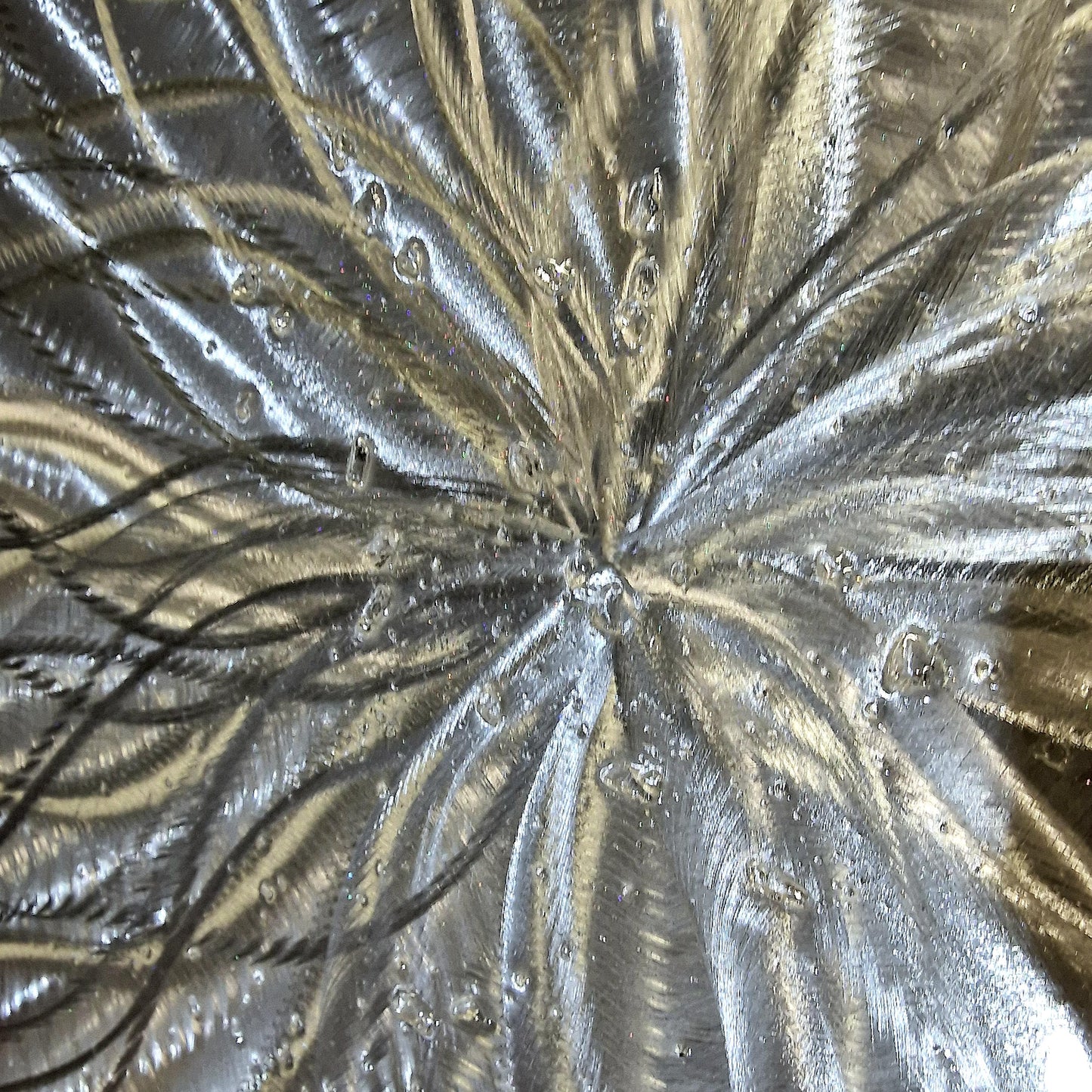 RGB LED Metal Wall Sculpture: Infused Crushed Glass Modern Art, 32x16"